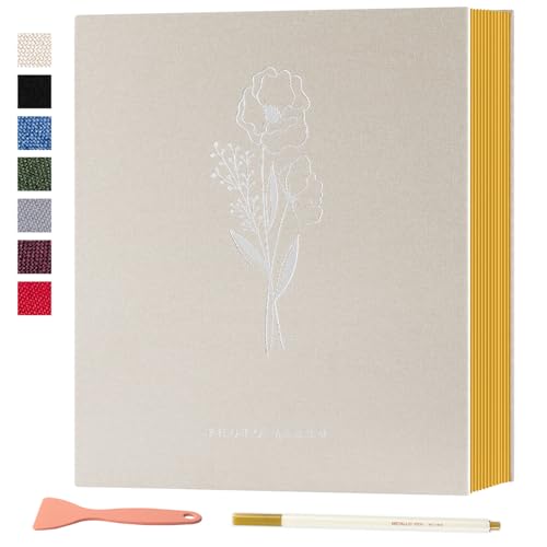 Lanpn Self Adhesive Photo Album Scrapbook 40 Pages, Linen Photos Albums DIY Sticky Magnetic Pages holds 4X6 7x5 A5 Picture for Family Wedding Birthday (Small-20 Sheets/40 Pages, Beige) - color: Beige, size: Sticky Page (Small,40 Pages)