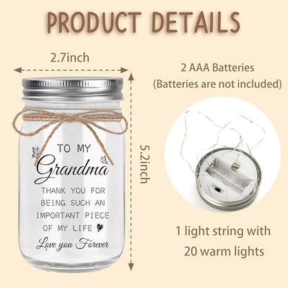 Gifts for Grandma, Grandma Birthday Gifts, Mason Jar Night Lights | Mothers Day Christmas Thanksgiving Gifts for Grandma, Nana, Grammy - color: Grandma123