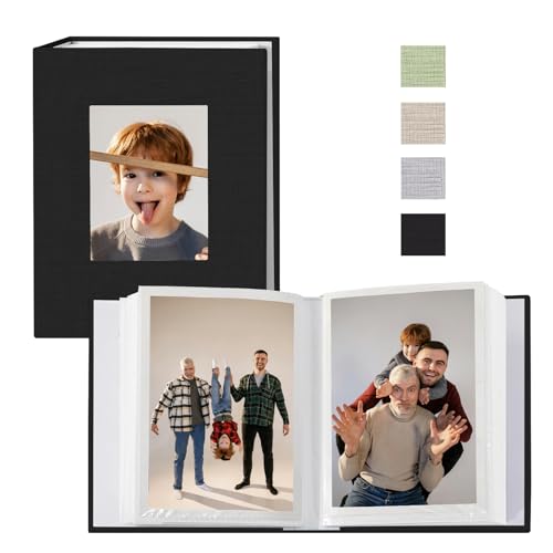 Photo Albums 4x6 Pictures, Polaroid Photos Album Book, Photo Book Small Linen Cover Photo Album, 50 Page Holds 100 Pictures, Photobook for Valentines Day, Anniversary, Vacations, Wedding Baby Black - color: Black
