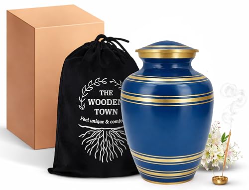 Creamation Urns for Human Ashes Adult Man/Women,Urn Human Ashes Adult Male/Female,200+ Cubic inch Capacity,Decorative Burial Urn, Funeral Cremation Urns_Classic Thread 9 x7 Midnight Blue Gold - color: Midnight Blue Gold, size: Classic Thread 9 x7