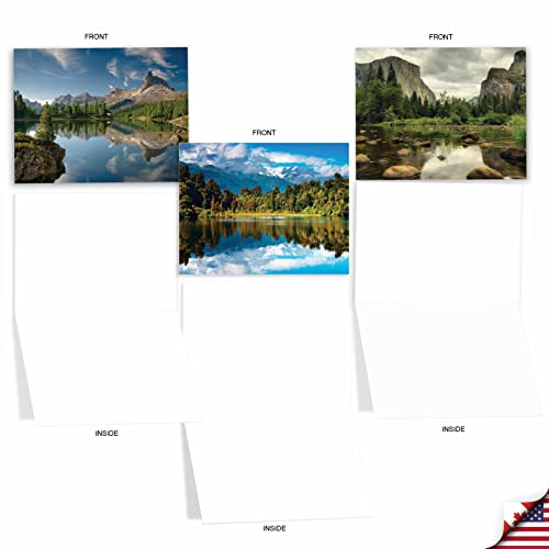 The Best Card Company - Box of 10 All Occasion Cards Blank (4 x 5.12 Inch) - Scenic Landscape Cards Assorted - Reflections M1728BN - style: Reflections