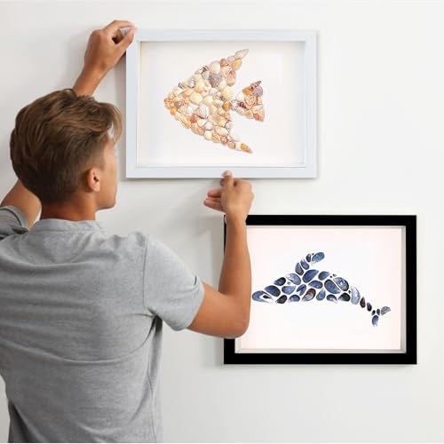FuninCrea 8 x 10 Inch Shadow Box Frame, Wooden Shadow Boxes Display Cases Large 3D Box Frame for Tabletop Wall Hanging, Deep Shadow Box Memory Frame for DIY Crafts Photos Dry Flowers (White) - color: White