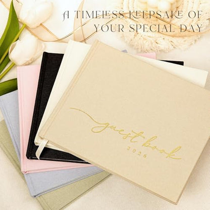 Lanpn Wedding Guest Book 2026 - Linen Hardcover Guestbook Wedding Reception with 108 Blank Pages for Sign in and Photos - Guest Book for Wedding Bridal Shower Baby Shower Party (Sage Green) - color: Sage Green