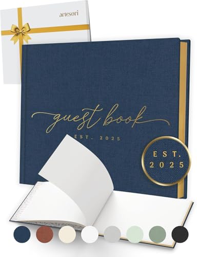 Custom 2025 Wedding Guest Book for Reception — Navy Gold-Foiled Guestbook to Sign in, Elegant Baby Shower Guest Book for Party & Birthday — Photo & Polaroid Guest Book for Wedding & Bridal Shower