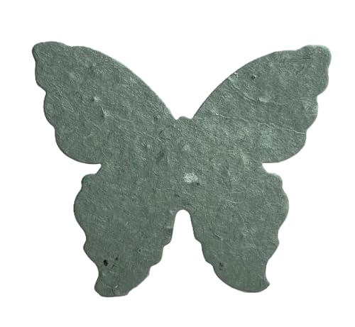 Of The Earth Handmade Paper - Wildflower Seed Paper Butterfly Shape - Large 3" - Set of 24 (14s Green Lotka) - color: 14s Green Lotka