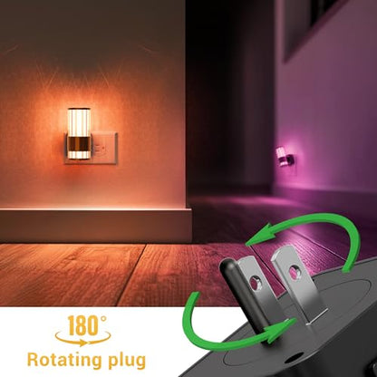 L LOHAS LED Night Light, Night Lights Plug into Wall, 10-Color RGB - color: Gold Ring-Stripe RGB, size: 1 Pack