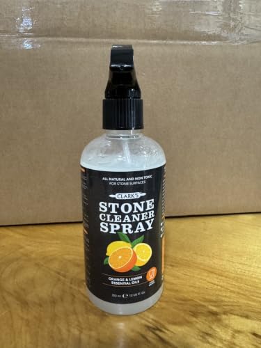 CLARK'S Stone & Quartz Cleaner 12 oz, with Microfiber Cloth - Citrus Scent | Stone & Quartz Cleaner + Protector - Water Based Surface Spray - Granite, Quartz & Marble Cleaner For Countertops & Floors