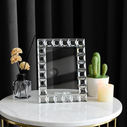Luxury Crystal Picture Photo Frame,Grid Diamond Craft,Crystal Wedding Frame of Keepsake Photo Frames, Tabletop Display Decor Frame, Clear with Gift Box (5" x 7") - size: 5"x7"