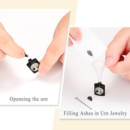 Oinsi Beer Bottle Cremation Jewelry for Ashes Stainless Steel Cylinder Tube Memorial Urn Necklace Keepsake Pendant Jewelry for Human Ashes with Filling Kits - color: B-Black