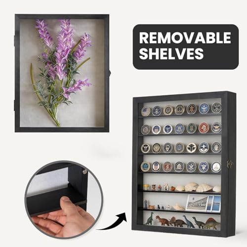 Muzilife 16x20 Shadow Box Wood Picture Frame with Shelves, 2.83 Deep, Black - color: Black, size: 16"x20" with Shlef