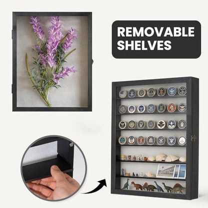 Muzilife 16x20 Shadow Box Wood Picture Frame with Shelves, 2.83 Deep, Black - color: Black, size: 16"x20" with Shlef