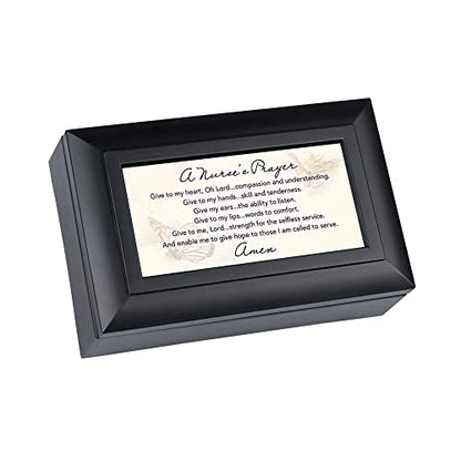 Cottage Garden A Nurse's Prayer Petite Black Jewelry Music Box Plays Amazing Grace