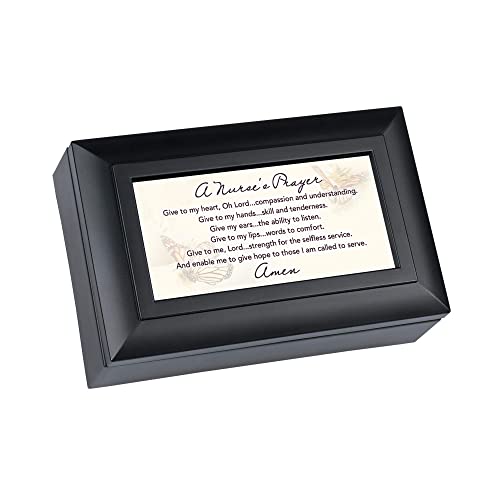Cottage Garden A Nurse's Prayer Petite Black Jewelry Music Box Plays Amazing Grace