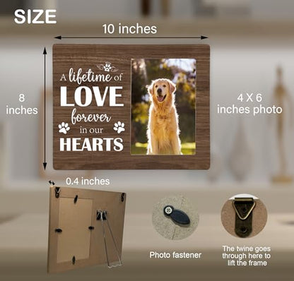 Pet Dog Memorial Picture Frame, A Lifetime of Love Forever in Our Hearts Wooden Photo Frame Gifts for Loss of Dog, 4x6 inch Photo - style: A Lifetime of Love Forever in Our Hearts