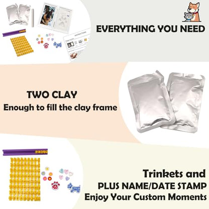MYPAWLETS Clay Paw Print Kit for Dog Cat,Pawprint Keepsake Frame,White - color: Small-Medium White