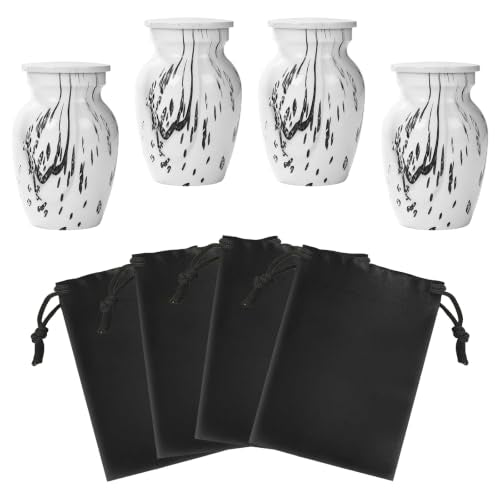 Small Keepsake Cremation Urns for Human Ashes, Memorial Urns, Achromatic - color: Marble-effect