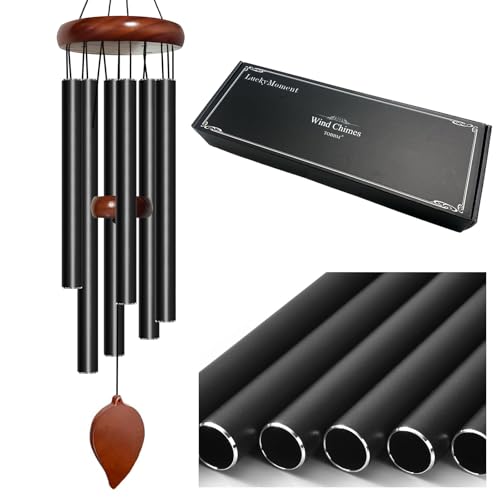 Wind Chimes for Outside - 32in Black Outdoor Tuned Windchimes with Soothing Melody, Perfect for Garden, Patio or Door Chimes When Door Opens, Creates an Enjoyable Atmosphere, Ideal Gift for Family