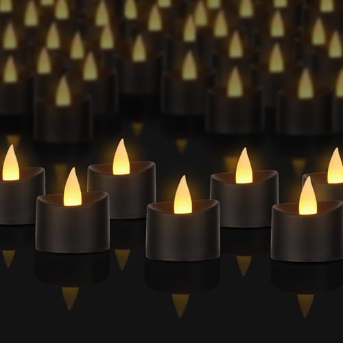 Black Flameless LED Tea Lights - 50 Pack Heavy-Duty LED Tea Lights for Large Memorials, Weddings, Events & Commercial Use (Black Base, 50 Pack) - color: Black Base, size: 50 Pack