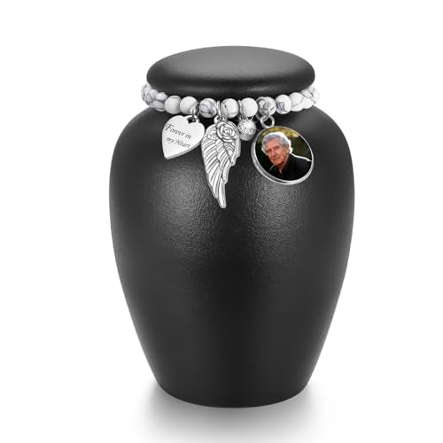 SOITIS Engraving Urn for Human Ashes Keepsake- 4.8 Inches Black Ceramic Urn Ashes Keepsake, Medium Memorial Holder Decorative Urn, Funeral Cremation Urns for Women Men - color: Black-custom