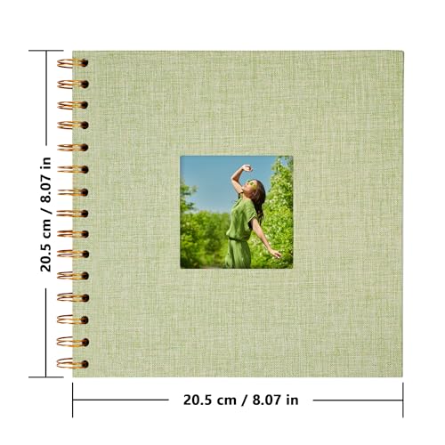 Scrapbook Photo Album, Linen Covered, 8x8 Inches, 20 Sheets/40 Pages | Hardcover Kraft White Pages, Wedding Guest Book, Travel Memory Book, Christmas, Baby Shower Keepsake, Family Album - color: GrassGreen, size: 8x8 Inch 40 Pages