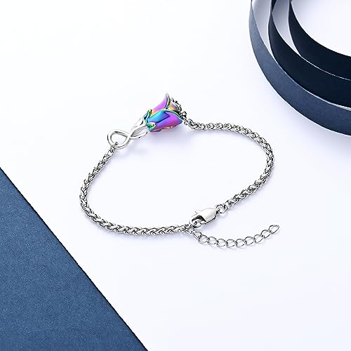 Rose Flower Ashes Bracelet for Women Cremation Memorial Jewelry - color: Customize