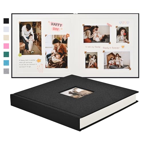 Pssoss 10x10 Inch DIY Scrapbook Album, Linen Hardcover, 40 Pages, Black - color: Black, size: 10 x 10 Inch 40 Pages