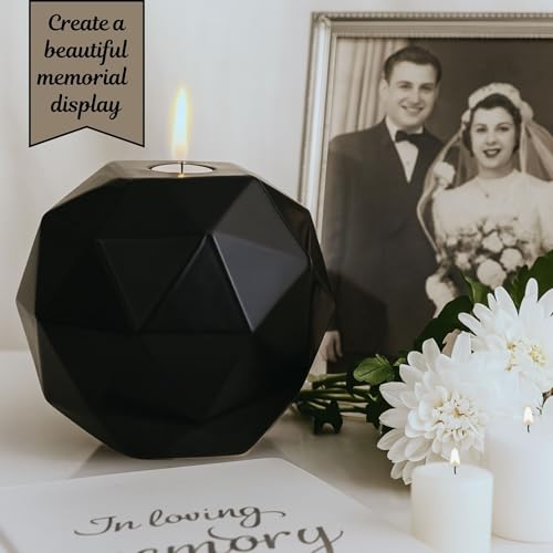 Handmade Black Ceramic Decorative Urn – Elegant Cremation Urn for Ashes Adult Male or Female – Large Memorial Urn, 220 lbs Capacity