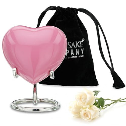 Mini Heart Urn / Cremation Keepsake For Ashes / Heart With Stand From Keepsake Company (Pink) - color: Pink