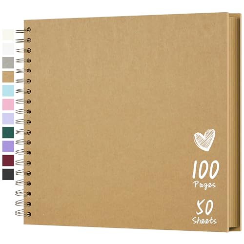Scrapbook Photo Album 10"x10" 50 Sheets 100 Pages Hardcover Kraft Paper - color: Yellow, size: 10"x10" 50 Sheets