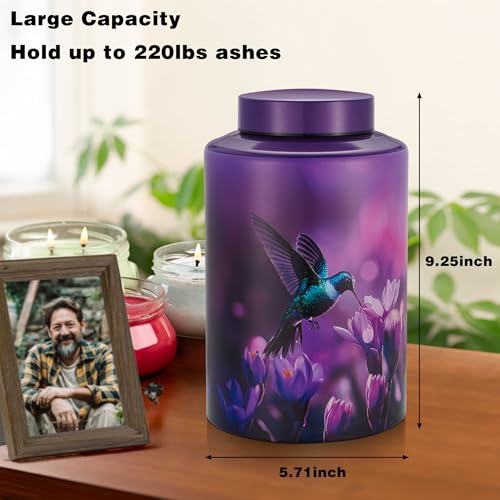 Dletay Memorials Cremation Urns for Human Ashes Adult Female and Male, Hummingbird Burial Urn for Ashes for Women and Men - Large Decorative Memorial Keepsake Urn