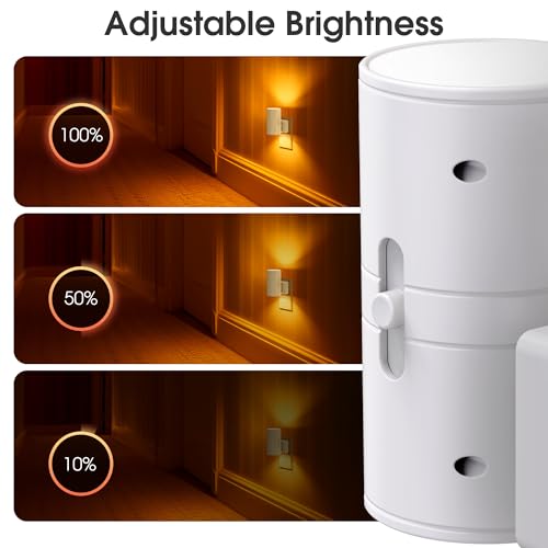 Night Lights Plug into Wall, Modern LED Night Light Plug in | Dusk to Dawn Sensor, Amber Night Light 0-100LM Adjustable Brightness, 2 Pack Dimmable NightLight, Hallway, Bedroom, Stairway - color: White-Amber, size: 2 Pack