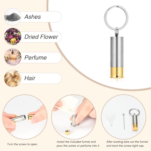 Oinsi Shotgun Shell Cremation Jewelry Urn Necklace For Ashes Of Loved Ones -Dad/Mom/Son/Grandma/Grandpa Cylinder Memorial Locket Pendant Necklace - color: Blank (Keychain)