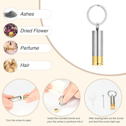 Oinsi Shotgun Shell Cremation Jewelry Urn Necklace For Ashes Of Loved Ones -Dad/Mom/Son/Grandma/Grandpa Cylinder Memorial Locket Pendant Necklace - color: Blank (Keychain)