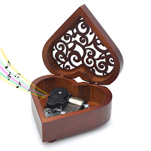 Sooharic Wooden Music Box Wind Up Clockwork Mechanism Small Musical Gifts (Let It Be) - color: Let It Be