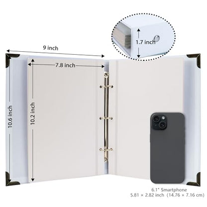Vienrose 3 Rings Self Adhesive Photo Album 20 Sheets/40 Pages White | Hardcover, DIY Scrapbooking Kit, Paper Scrapbook, 9 x 10 6 inch, Lover Friends Kids Wedding - color: White, size: 9'' x 10.6''40Pages