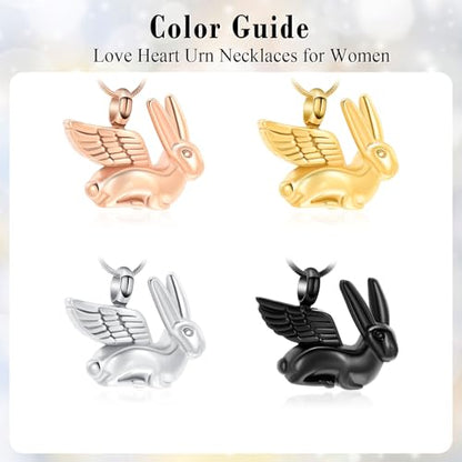 Bunny Rabbit Urn Pendant Necklace - Stainless Steel Cremation Ashes Jewelry for Pets Keepsake Memorial Ashes Locket - color: Customize