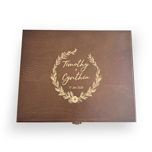 Personalized Wooden Wedding Memory Box – Custom Engraved Keepsake Box for Photos, Cards & Gifts – Time Capsule Gift for Couple, Engagement – Custom Photo Box - style: Storage Box Design - 2