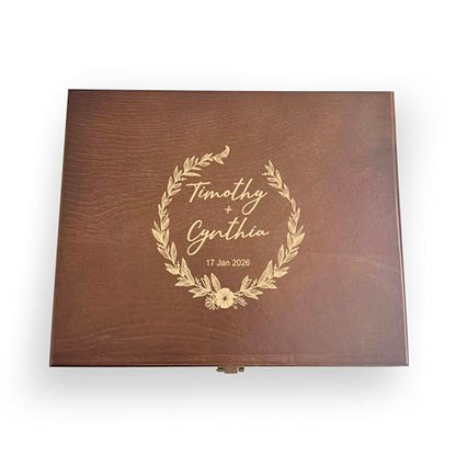 Personalized Wooden Wedding Memory Box – Custom Engraved Keepsake Box for Photos, Cards & Gifts – Time Capsule Gift for Couple, Engagement – Custom Photo Box - style: Storage Box Design - 2