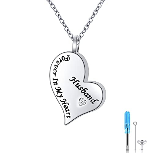 Ladytree 925 Sterling Silver Cremation Urn Necklace for Ashes - style: Husband