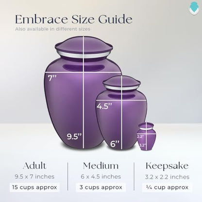 Embrace Keepsake Personalized Butterfly Cremation Urns for Human Ashes I Purple Funeral Urn for Men and Women with Double Side Engraving I 3.5 lbs - color: Purple