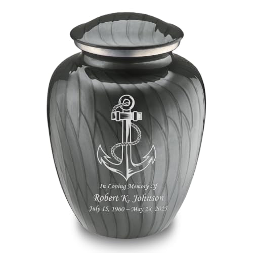 Embrace Anchor Urns for Human Ashes, Cremation Urns for Adult Ashes Men & Women, Cremation Urn for Home, 200 cu. in. Custom Single or Double-Sided Engraving (Pearl Silver) - color: Pearl Silver