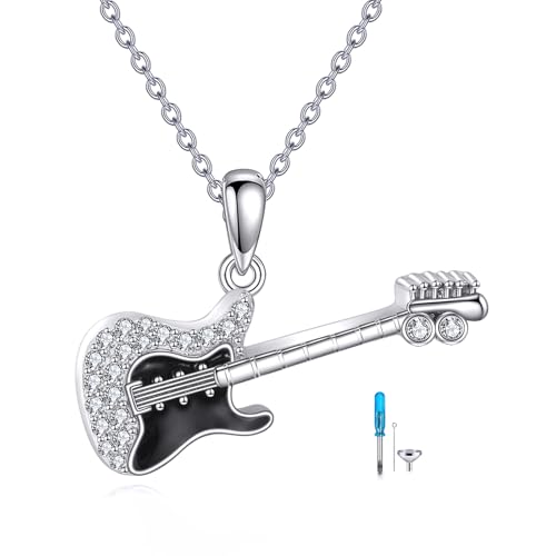 POPLYKE Sterling Silver Guitar/Violin Necklace for Women Music Instrument Pendant Jewelry Gift for Musicians and Music Lovers - color: Guitar Urn, style: Guitar Urn
