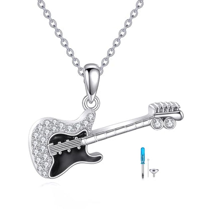 POPLYKE Sterling Silver Guitar/Violin Necklace for Women Music Instrument Pendant Jewelry Gift for Musicians and Music Lovers - color: Guitar Urn, style: Guitar Urn