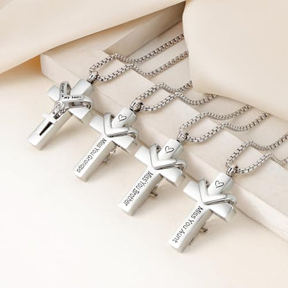 Cremation Cross Necklace for Ashes Cross Urns Locket Pendant Ashes Holder Stainless Steel Memorial Jewelry - style: Miss You Grandpa
