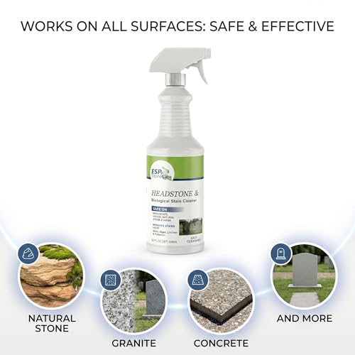 Headstone Cleaner Kit for Grave Cleaning - 1 Quart Spray Solution - Includes Drill Brushes - Ideal for Cleaning Headstones, Tombstones, and Memorials