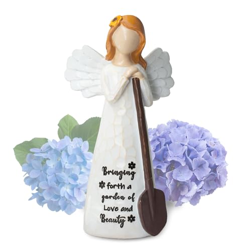 Gardener Angel Figurine, Gardening Gifts for Women Plant Lovers | 5.9" Resin Statue,Decor for Garden Patio Home and Office, Present for Gardener, Friends on Birthday Holiday (Granite) - color: White Gardener