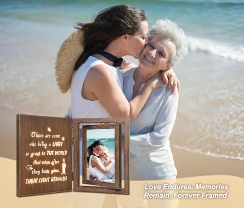 EYITUPC Lighted Wood Memorial Photo Frame: Sympathy, Their Light Remains - color: Their Light Remains