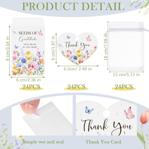 24 Sets Thank You Seed Card Sets Wildflower Appreciation Gift | Wildflower Seeds of Gratitude Packets Gifts Bulk (No Seed), for Women Coworker, Teacher, for Baby Shower Wedding Party Favors - style: Thank You