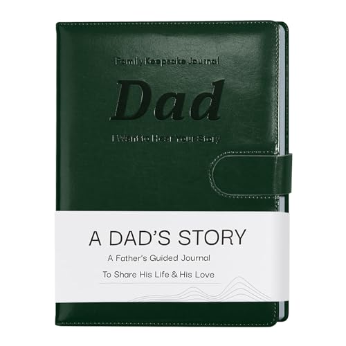 Artmag Dad's Life Story Journal with 250+ Prompt Questions, Family Keepsake Book Leather Cover for Dad to Share His Memories for Birthday Father's Day Christmas (Dark Green) - style: Dad's Life Story Journal （Green）