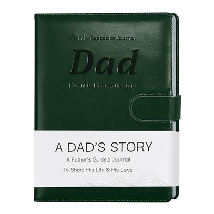 Artmag Dad's Life Story Journal with 250+ Prompt Questions, Family Keepsake Book Leather Cover for Dad to Share His Memories for Birthday Father's Day Christmas (Dark Green) - style: Dad's Life Story Journal （Green）